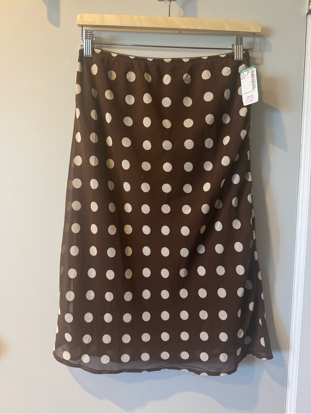 Simons Brown Midi Skirt with Cream Polka Dots